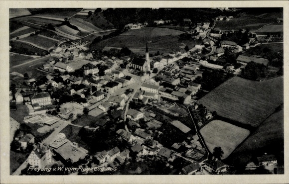 Postcard Freyung in the Bavarian Forest, aerial photograph