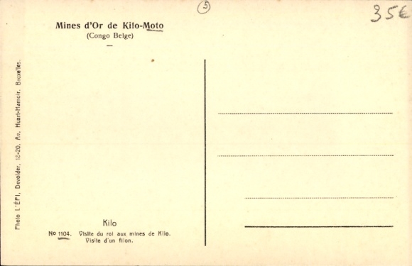 Postcard Kilo Moto DR Congo Zaire, visit of the king in the mines