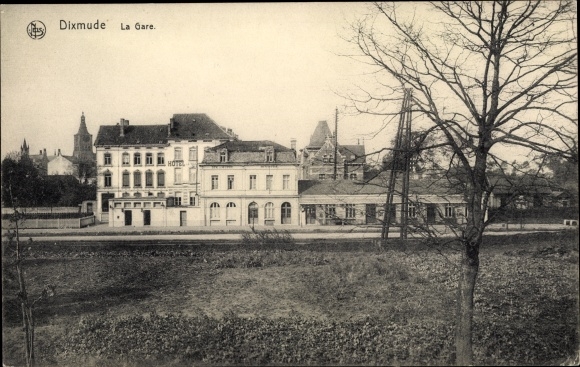 Postcard Diksmuide Dixmude West Flanders, La Gare, train station, track view