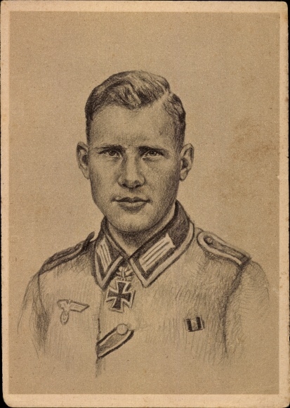 Kunstenaarskaart Graf, Oskar, winnaar van het Ridderkruis Hubert Brinkforth, portret