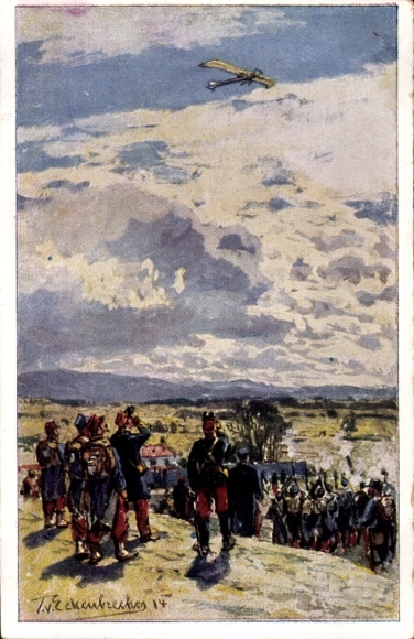 Artist Postcard Eckenbrecher, T. von, Shooting of a German pigeon, Air Fleet Association