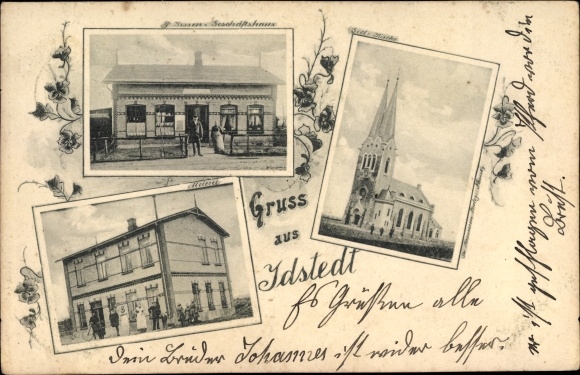 PC Idstedt Schleswig Holstein, P. Jessen&#39;s business building, church, dairy