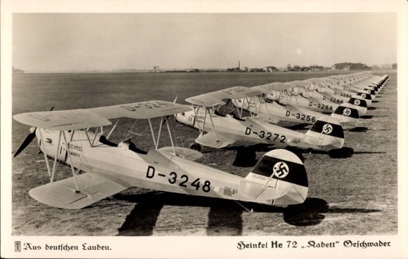 Postcard training and sports aircraft Heinkel He 72 Kadett Squadron, D 3248, D 3272
