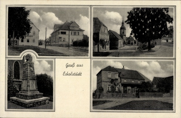 Ak Eckolstädt Bad Sulza in Thüringen, Landschaftsansichten, Gebäude, Denkmal, Gruß aus Eckolstädt