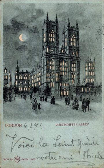 Hold against the light moonlight ak London City England, Westminster Abbey