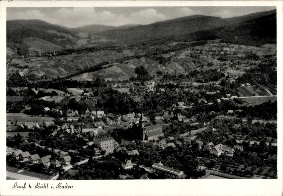 Postcard Lauf in Baden Black Forest, aerial photograph
