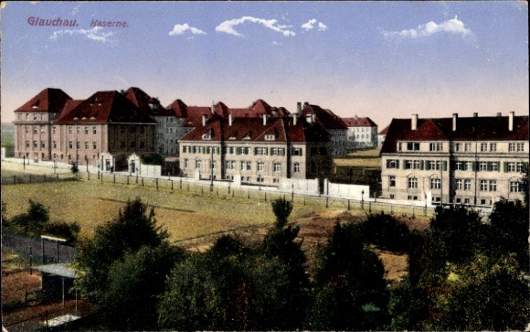 Postcard Glauchau in Saxony, barracks