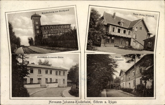 Postcard Baltic Sea resort Göhren on Rügen, children's home at Nordperd, Haus Burg Niedeck, Hermann-Johanna-Heim