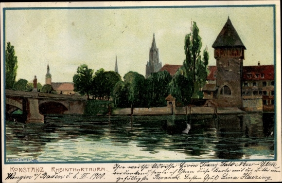 Artysta lito Diemer Z., Konstancja, Rheintorturm