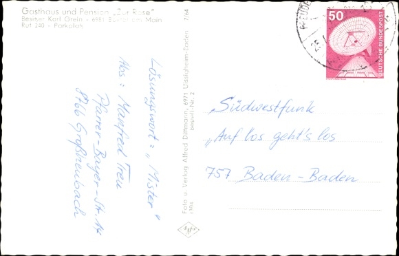 Postcard Boxtal Freudenberg am Main, Gasthof zur Rose, place