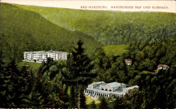 Ak Bad Harzburg am Harz,  Harzburger Hof, Kurhaus, grüne Natur, Berge