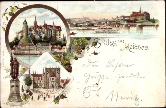 lito Meissen w Saksonii, katedra, Albrechtsburg, pomnik, parowiec w salonie