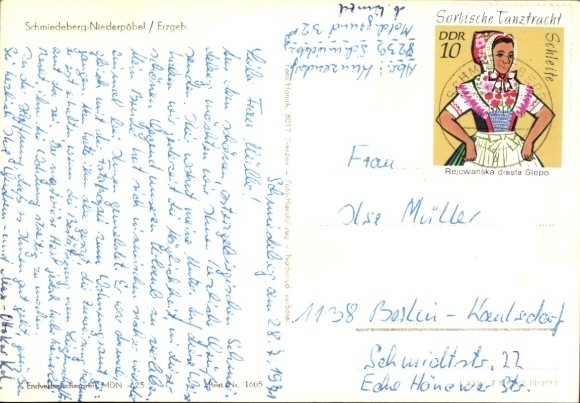 Postcard Schmiedeberg Niederpöbel Dippoldiswalde in the Ore Mountains, partial view