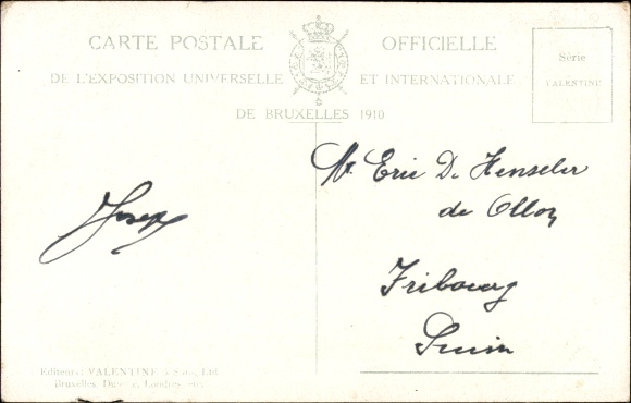 Passepartout Coat of Arms Postcard Exposition de Bruxelles 1910, Le Grand Palais