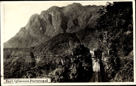 Photo Postcard Curitiba Brazil, Paranagua, Railway Line, Mountains