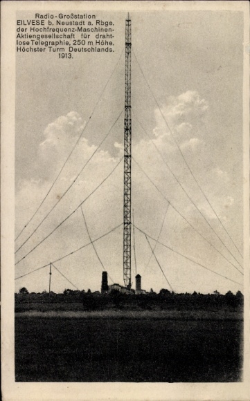 Postcard Eilvese Neustadt am Rübenberge, large radio station, EILVESE, high-frequency machine stock corporation...