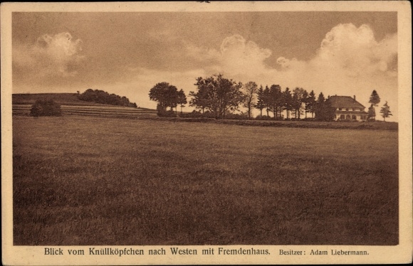 Ak Schwarzenborn am Knüll Hesse, uitzicht vanaf de Knüllköpfchen naar het westen, pension