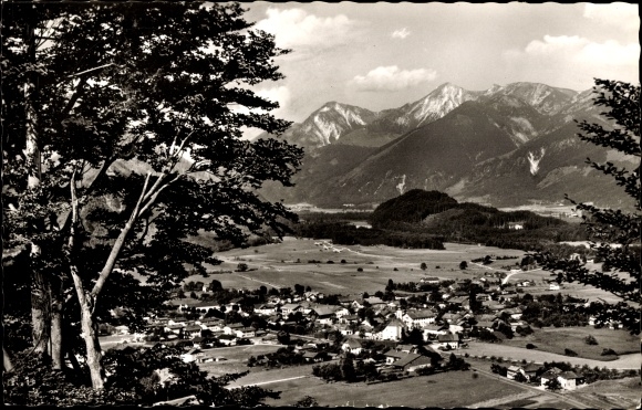 Postcard Unterwössen in Upper Bavaria, panorama towards Geigelstein