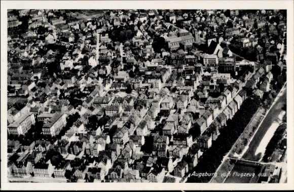 Postcard Augsburg in Schwaben, aerial photograph