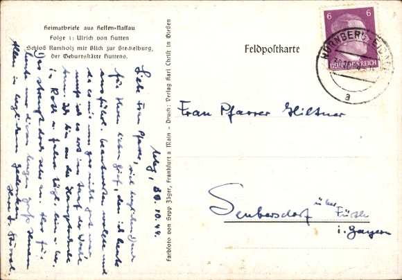 Postcard Vollmerz Schlüchtern in Hesse, Ramholz Castle, view of the Stedtelburg