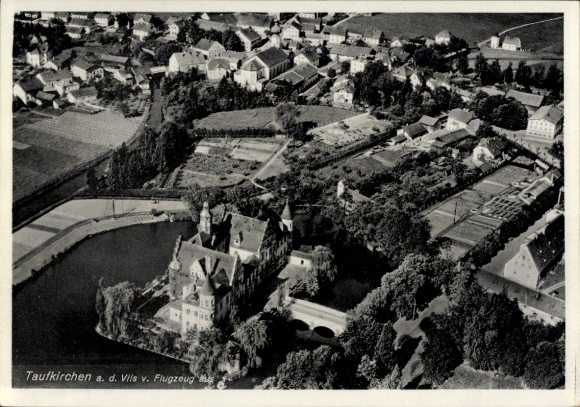 Ak Taufkirchen an der Vils Oberbayern, Fliegeraufnahme