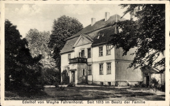 Ak Fahrenhorst Tülau in Niedersachsen, Edelhof von Weyhe, Gutshaus