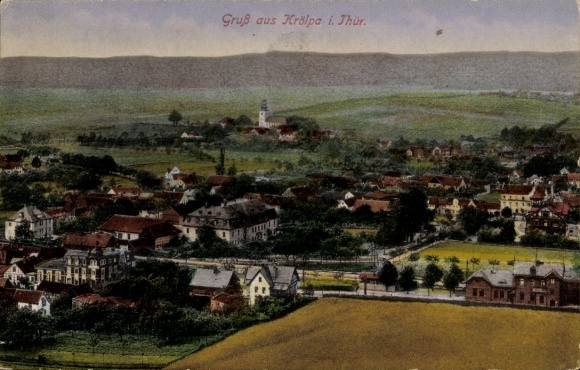 Ak Krölpa in Thüringen, Gesamtansicht, Luftbild