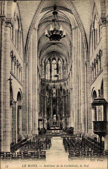 Postcard Le Mans Sarthe, Cathedral, Interior View