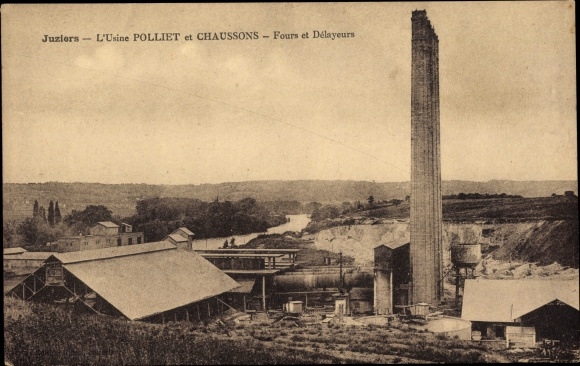Postcard Juziers Yvelines, L&#39;Usine Polliet and Slippers, Ovens and Delayers