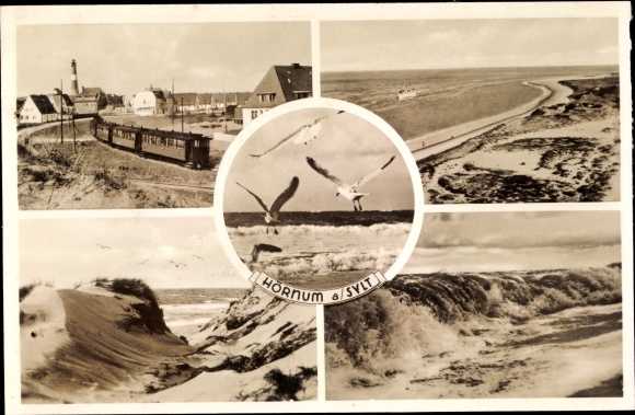 Postcard Hörnum on Sylt North Friesland, beach, dunes, seagulls, place, lighthouse