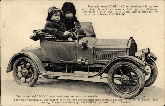 Ak Auto Cadillac, Miniatur, Zwei Jungen