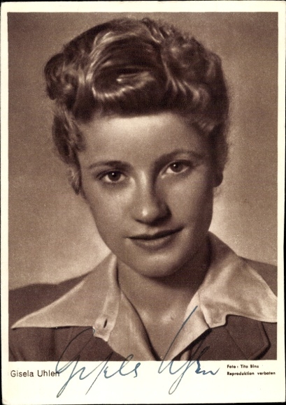 Postcard actress Gisela Uhlen, portrait, autograph