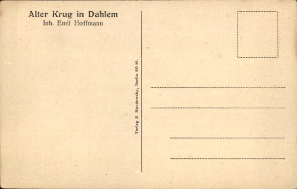 Postcard Berlin Zehlendorf Dahlem, Domain Dahlem, Alter Krug, owner Emil Hoffmann