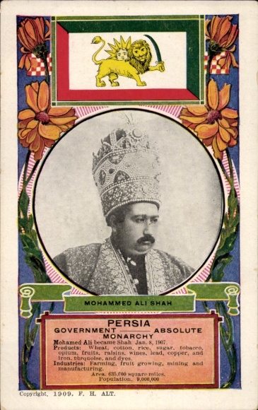 Passepartout Postcard Persia, Mohammed Ali Shah