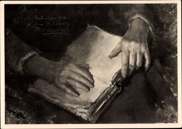 Artist Postcard troops, Karl, mother&#39;s hands, old book, HDK 250