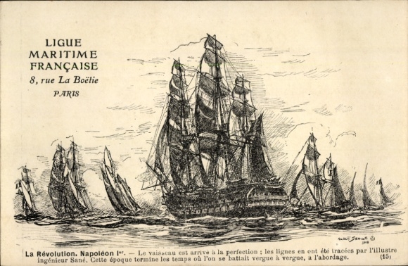 Artist Postcard Sailing Ship, Napoleon I, Revolution