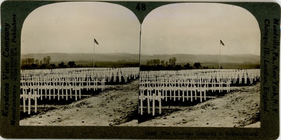 Stereo photo Belleau Wood Aisne, American Cemetery, WW I