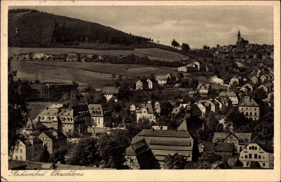Postcard Oberschlema Bad Schlema in the Ore Mountains, Panorama, Schneeberg