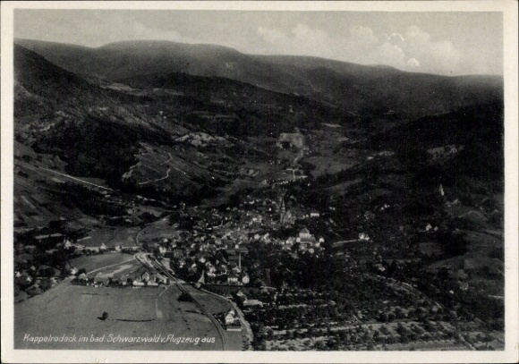 Postcard Kappelrodeck in the Black Forest, aerial photograph