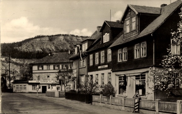 Postcard Wutha in Thuringia, Ruhlaer Straße, shops, Kleiner Hörselberg