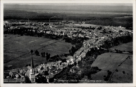 Postcard Jockgrim in the Palatinate, aerial photograph