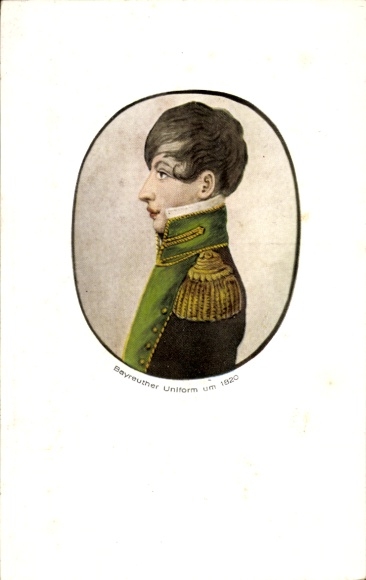 Studentika Postcard Erlangen, Corps Baruthia, student in Bayreuth uniform around 1820