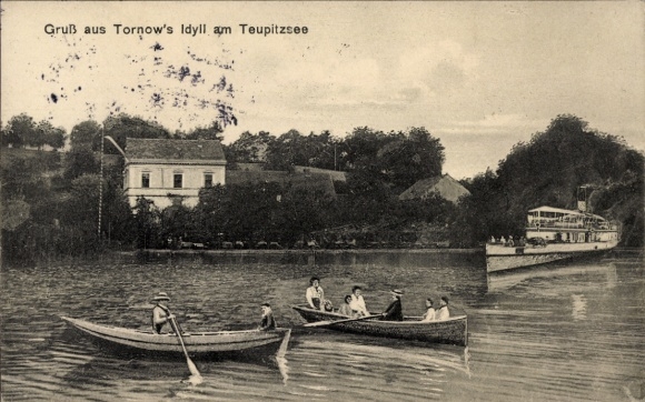 Postcard Tornow Teupitz in der Mark, Tornow's Idyll on Lake Teupitz, rowing boats, ship