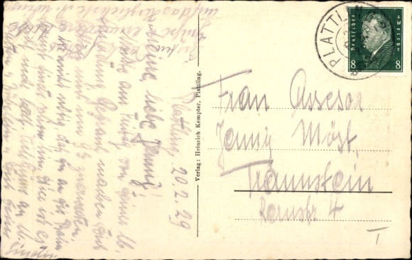 Postcard Plattling in Lower Bavaria, Preysingstraße