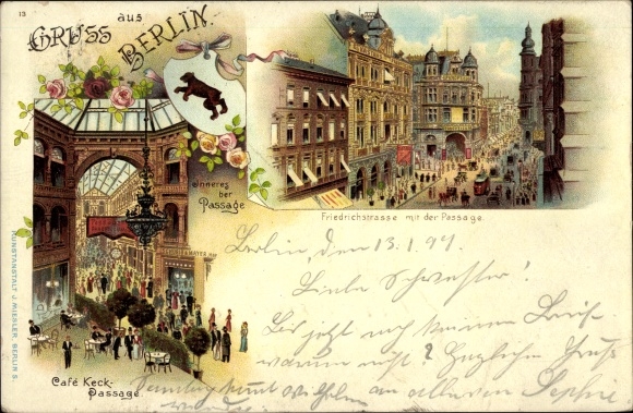 Chromo-Litho Berlin, Café Keck Passage, Friedrichstrasse