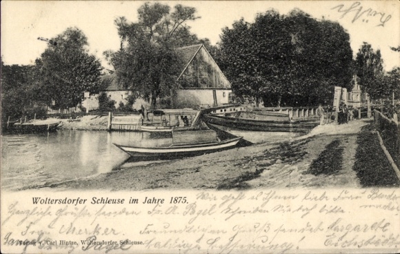 Ak Woltersdorf bei Berlin, Woltersdorfer Schleuse, Jahr 1875