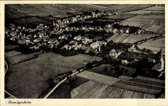 Postcard Obermögersheim Wassertrüdingen in Middle Franconia, aerial photograph