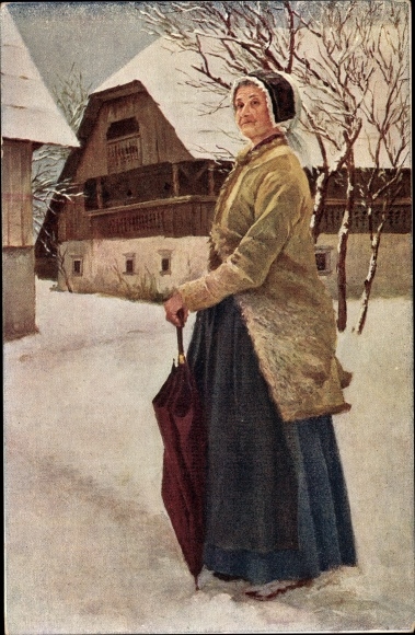 Artist PC Kleinmond, L., Österr. Hungarian folk types, Carniola, Old farm near Veldes Slovenia