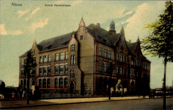 Postcard Hamburg Altona, School Herderstraße