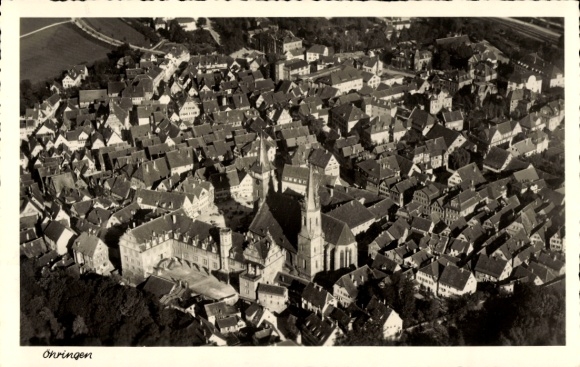 Postcard Oehringen Öhringen in the Hohenlohe district of Württemberg, aerial photograph